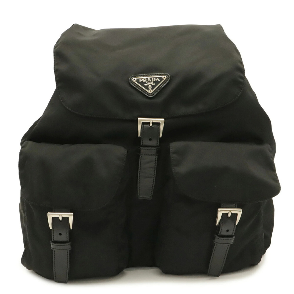 PRADA Triangle Backpack, Rucksack, Daypack, Nylon and Leather, NERO (Black)